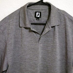 FootJoy Mens Short Sleeve Golf Polo Shirt Size Large Gray with Black Sleeve Ends